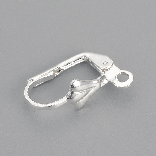 

PandaHall Brass Leverback Earring Findings, with Loop, Silver Color Plated, 17x5.5x10.5mm, Hole: 1.5mm, Pin: 1mm Brass
