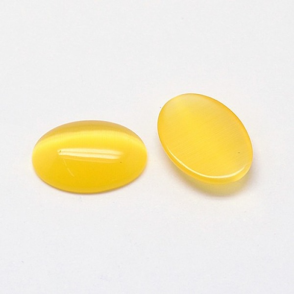 

PandaHall Cat Eye Cabochons, Oval, Gold, 30x20x4.5mm Glass Oval Gold