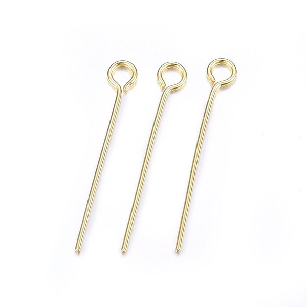 

PandaHall 304 Stainless Steel Eye Pins, Golden, 22mm, Hole: 2mm, Pin: 0.6mm 304 Stainless Steel