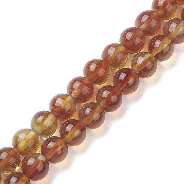 PandaHall Handmade Lampwork Beads Strands, Round, Camel, 8mm, Hole: 1mm, about 48pcs/strand, 14.17''(36cm) Lampwork Round Brown