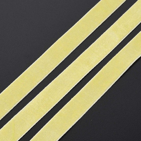 PandaHall Single Face Velvet Ribbon, Yellow, 3/8 inch(9.5~10mm), about 50yards/roll(45.72m/roll) Velvet None Yellow