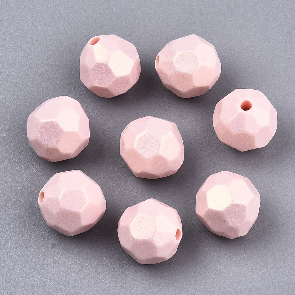 

PandaHall Spray Painted Acrylic Beads, Rubberized Style, Faceted, Round, Pink, 13.5mm, Hole: 2mm, about 420pcs/500g Acrylic Round Pink