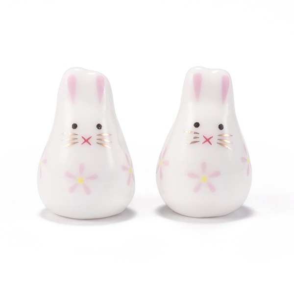 

PandaHall Handmade Porcelain Beads, Famille Rose Porcelain, Rabbit, Pearl Pink, 21x13.5x14.5mm, Hole: 1.8mm Porcelain Rabbit