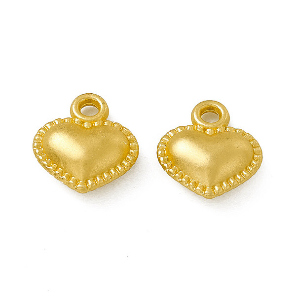 

PandaHall Rack Plating Alloy Pendants, Cadmium Free & Nickel Free & Lead Free, Heart Charm, Matte Gold Color, 13x12x5mm, Hole: 1.8mm Alloy...