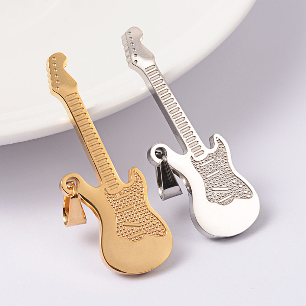 

PandaHall Bass 304 Stainless Steel Pendants, Mixed Color, 40x14x2mm, Hole: 6x4mm 304 Stainless Steel Musical Instruments