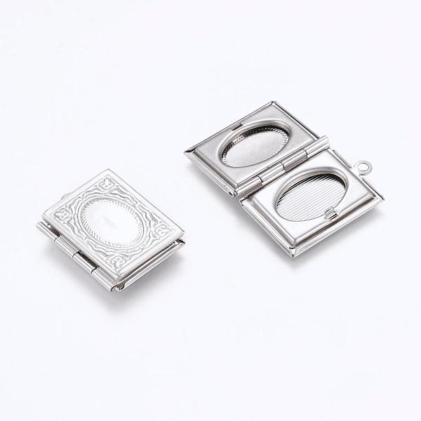 

PandaHall 316 Stainless Steel Locket Pendants, Photo Frame Charms for Necklaces, Rectangle, Stainless Steel Color, 26.5x19x4.5mm, Hole...