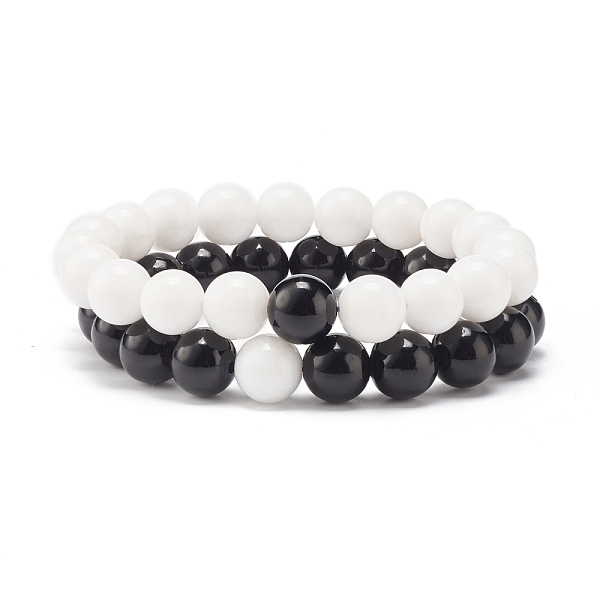 

PandaHall 2Pcs 2 Color 10.5MM Natural Mashan Jade(Dyed) & Malaysia Jade(Dyed) Round Beaded Stretch Bracelets Set, Gemstone Jewelry for Women..., Multicolor