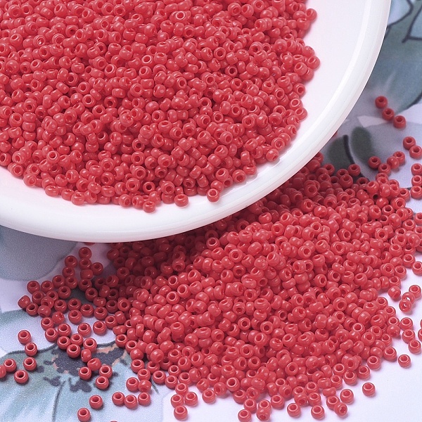 

PandaHall MIYUKI Round Rocailles Beads, Japanese Seed Beads, 11/0, (RR407) Opaque Vermillion Red, 2x1.3mm, Hole: 0.8mm, about 1111pcs/10g...