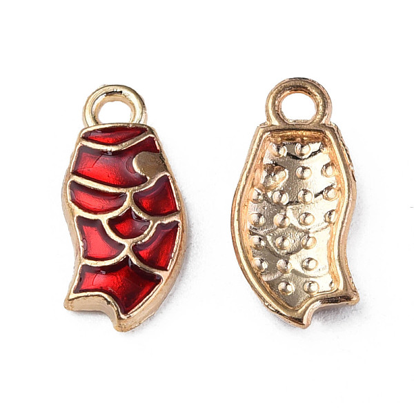 

PandaHall Alloy Enamel Pendants, Cadmium Free & Lead Free, Fish, Light Gold, Red, 16x7.5x2mm, Hole: 1.6mm Alloy+Enamel Fish Red