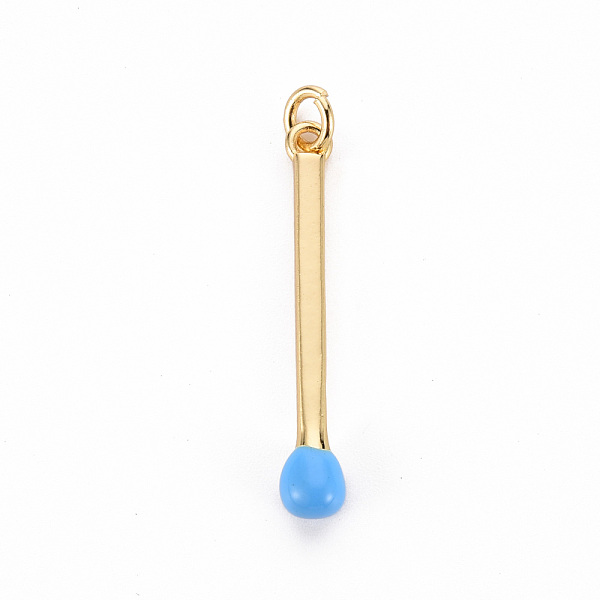 

PandaHall Brass Enamel Pendants, with Jump Ring, Cadmium Free & Nickel Free & Lead Free, Match, Real 16K Gold Plated, Light Sky Blue...