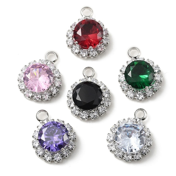 

PandaHall Brass with K9 Glass & Rhinestone Pendants, Platinum, Flat Round Charms, Mixed Color, 15x12x6.5mm, Hole: 2.3mm K9 Glass Flat Round..., Multicolor