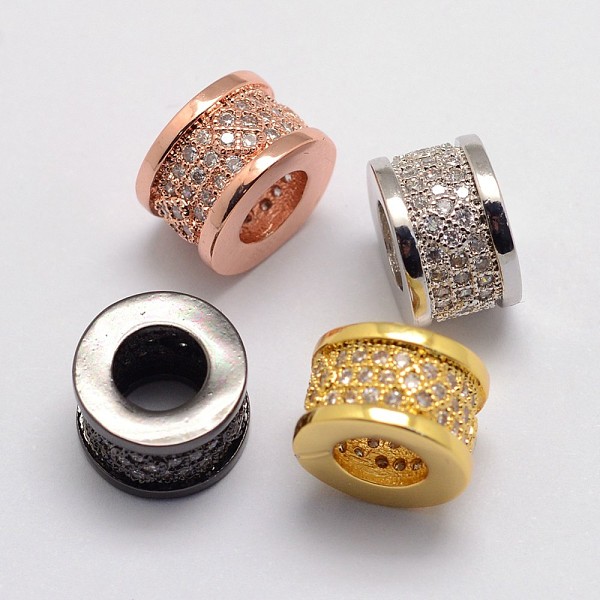 

PandaHall Brass Micro Pave Cubic Zirconia Beads, Column, Lead Free & Nickel Free, Large Hole Beads, Mixed Color, 10.5x7mm, Hole: 5.5mm...
