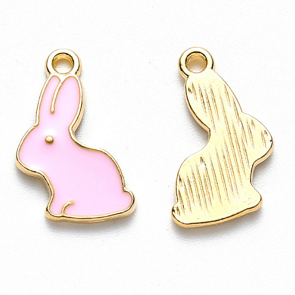 

PandaHall Alloy Enamel Pendants, Rabbit, Light Gold, Pearl Pink, 17x11x1.5mm, Hole: 1.4mm Alloy+Enamel Rabbit Pink