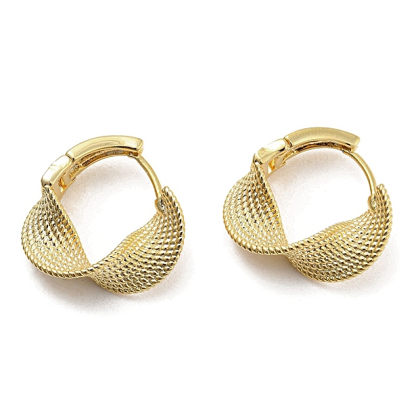 

PandaHall Brass Twist Wave Hoop Earrings, Golden, 18x21x7mm Brass Twist