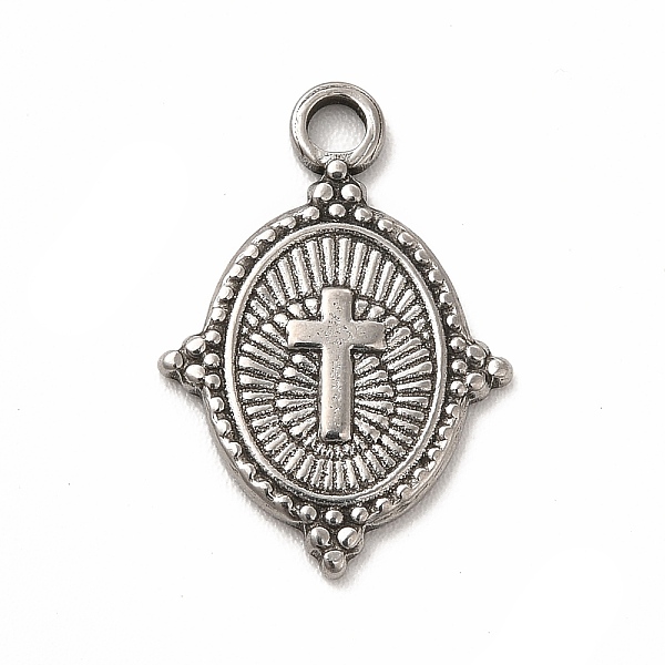 

PandaHall 304 Stainless Steel Pendants, Oval, Antique Silver, 19x13x1.5mm, Hole: 2mm 304 Stainless Steel Oval