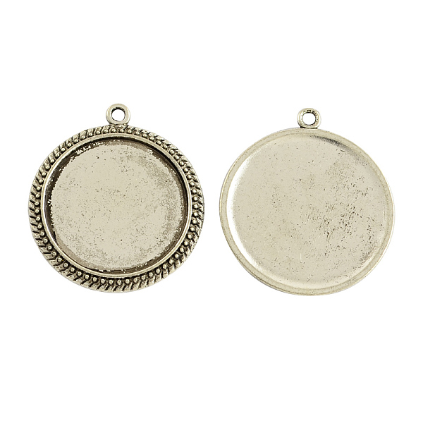 

PandaHall Tibetan Style Alloy Flat Round Pendant Cabochon Settings, Cadmium Free & Lead Free, Antique Silver, Tray: 25mm, 35x31x2.5mm, Hole...
