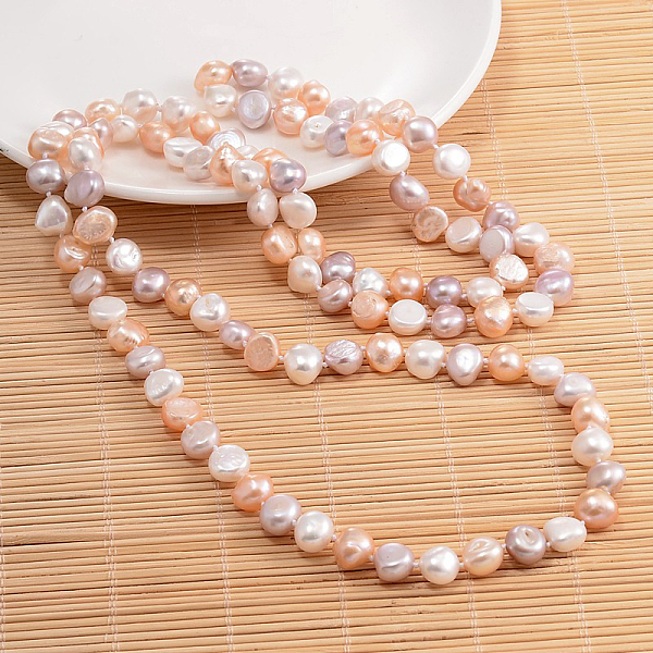 

PandaHall Natural Pearl Nuggets Beaded Necklace, Colorful, 47.2 inch Pearl