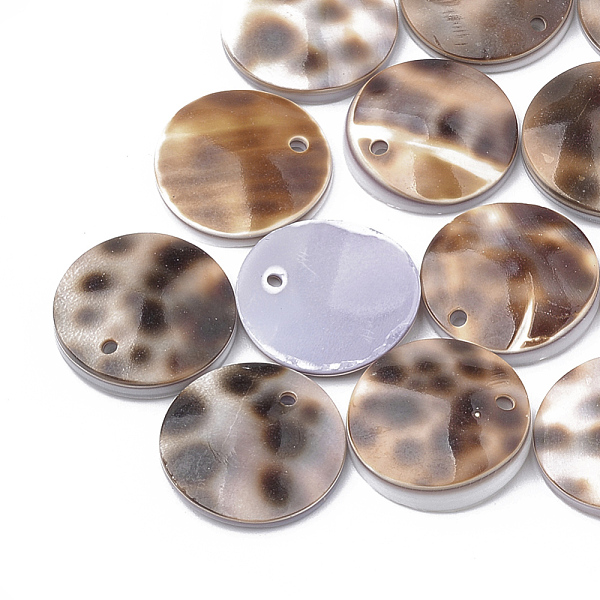 

PandaHall Tiger Cowrie Shell Charms, Flat Round, Sienna, 15x1~3mm, Hole: 1mm Cowrie Shell Flat Round Brown