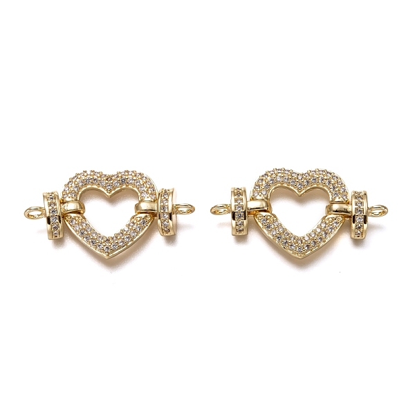 

PandaHall Brass Micro Pave Clear Cubic Zirconia Links Connectors, Long-Lasting Plated, Heart, Real 18K Gold Plated, 18.5x34x4.5mm, Hole: 2mm...