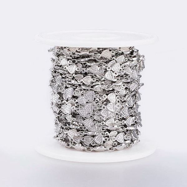 

PandaHall Handmade 304 Stainless Steel Link Chains, Soldered, with Spool, Heart, Stainless Steel Color, 10x5x1mm, about 32.8 Feet(10m)/roll...