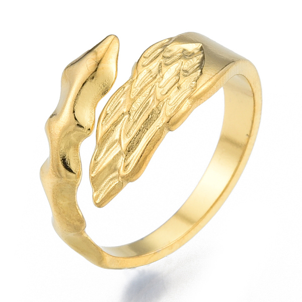 

PandaHall Ion Plating(IP) 304 Stainless Steel Leaf Cuff Rings, Open Rings for Women Girls, Real 18K Gold Plated, US Size 6(16.9mm) 304...