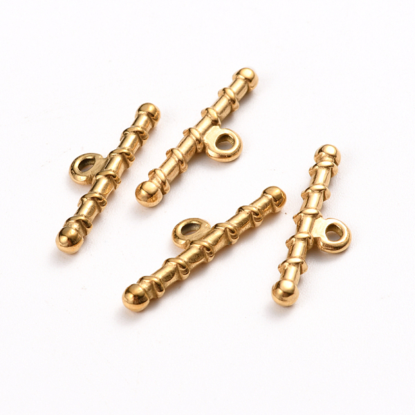 

PandaHall Ion Plating(IP) 304 Stainless Steel Toggle Clasps Parts, Bar, Golden, 22x6x2.5mm, Hole: 1.6mm 304 Stainless Steel Others