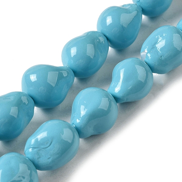

PandaHall Electroplated Shell Pearl Beads Strands, Nuggets, Sky Blue, 14~16x12~13mm, Hole: 1.2mm, about 27pcs/strand, 15.75''(40cm) Shell...