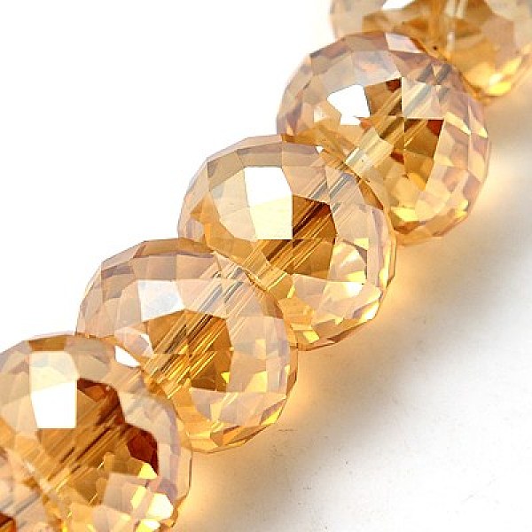 

PandaHall Electorplated Glass Beads, Rainbow Plated, Faceted, Rondelle, Orange, 16x10mm Glass Rondelle Orange