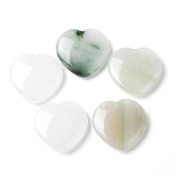 PandaHall Natural Quartz Pendants, Heart Charms, 31.5x33x7.7mm, Hole: 1.6mm Other Quartz Heart