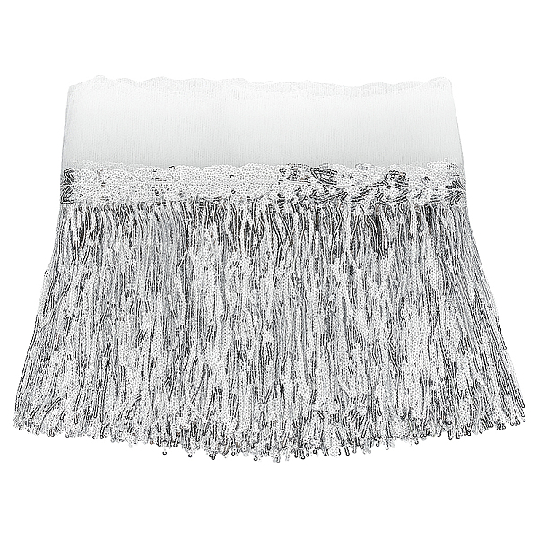

PandaHall 10 Yards Beading Sequins Polyester Tassel Ribbons, Garment Accessories, Silver, 13 inch(330mm) Polyester None Silver
