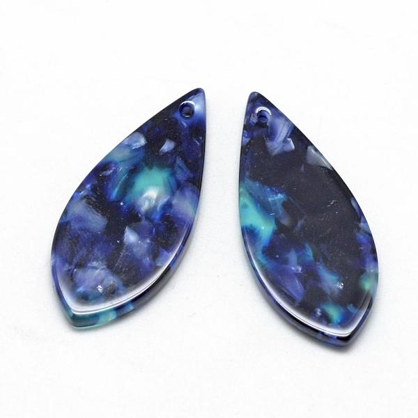 

PandaHall Cellulose Acetate(Resin) Pendants, teardrop, Slate Blue, 36.5x15.5x2.5mm, Hole: 1.5mm Cellulose Acetate Teardrop Blue