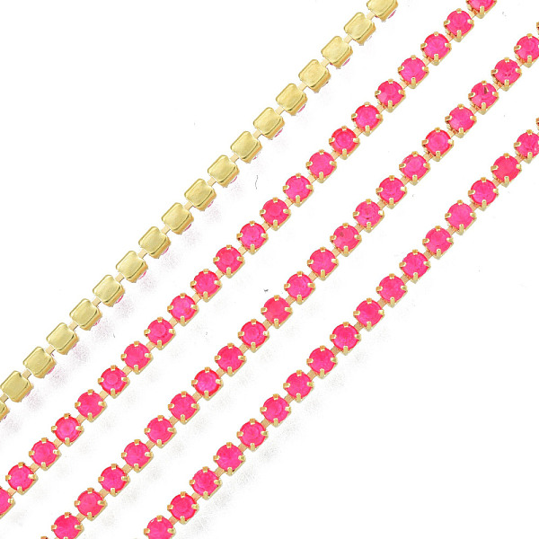 

PandaHall Brass Rhinestone Strass Chains, Rhinestone Cup Chain, Imitate Luminous Style, Raw(Unplated), Fuchsia, 2x2mm, about 23.62 Feet..., Purple