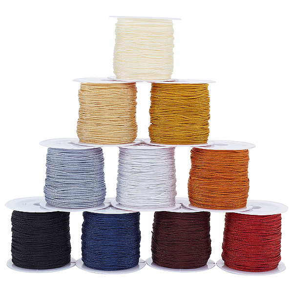 

PandaHall 10 rolls 10 colors Nylon Braided Thread, Chinese Knot Cord, with Spool, Mixed Color, 0.8mm, about 21.87 Yards(20m)/Roll, 1..., Multicolor