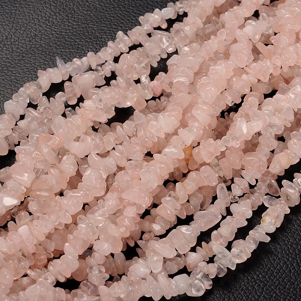 

PandaHall Natural Rose Quartz Chip Beads, 5~8mm, Hole: 0.3mm, about 32~32.5 inch long Rose Quartz Chip