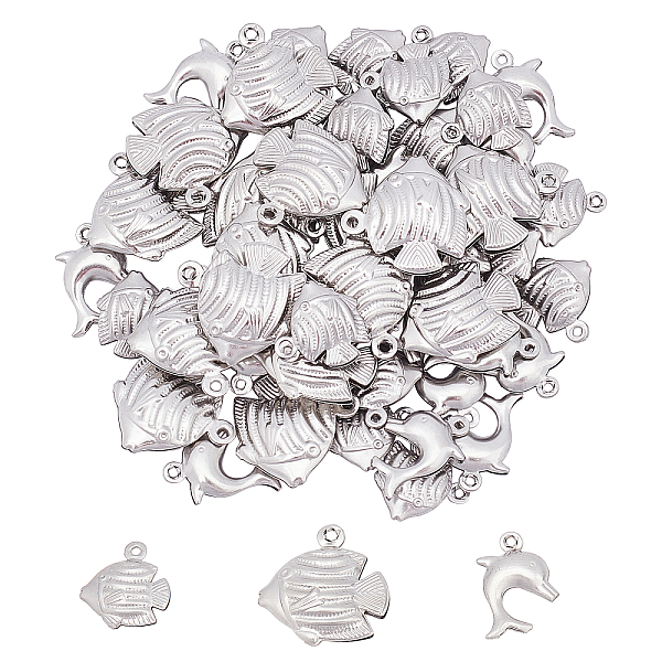 

PandaHall Unicraftale 48Pcs 3 Style 316 Surgical Stainless Steel Pendants, Mixed Shape, Stainless Steel Color, 13~18x10~17x3~6mm, Hole: 1mm...