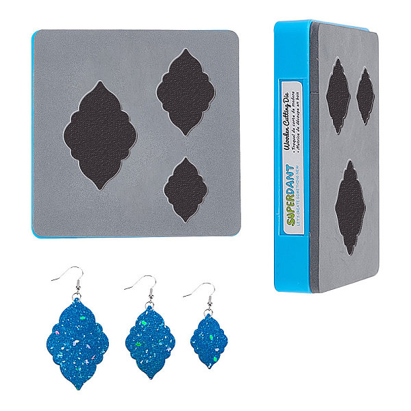

PandaHall SUPERDANT Wooden Die Cutting Leather 3 Sizes Moroccan Drop Earring Rhombus Shape Cutting Dies Faux Leather DIY Die Cut Leather...