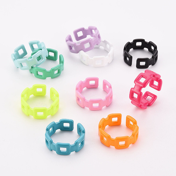

PandaHall Spray Painted Brass Cuff Rings, Open Rings, Cadmium Free & Nickel Free & Lead Free, Square, Mixed Color, US Size 7 1/4(17.5mm)..., Multicolor