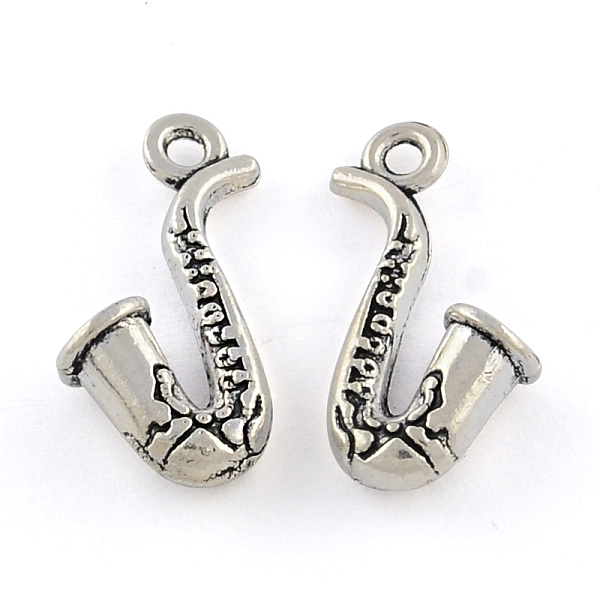 

PandaHall Tibetan Style Zinc Alloy Pendants, Lead Free & Cadmium Free, Saxophone, Antique Silver, 21x17x6mm, Hole: 1.5mm, about 294pcs/500g...