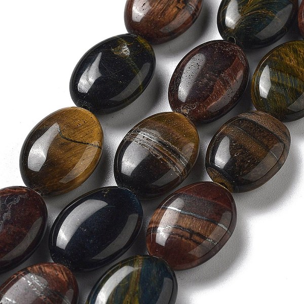 

PandaHall Natural 3-Color Tiger Eye Beads Strands, Dyed & Heated, Flat Oval, 18~18.5x13~13.5x6~6.5mm, Hole: 1.2mm, about 11pcs/strand, 7.76..., Multicolor