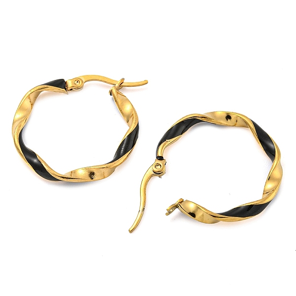 202 Stainless Steel Enamel Twist Hoop Earring