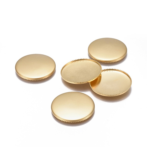 

PandaHall 304 Stainless Steel Milled Edge Bezel Cups, Cabochon Settings, Flat Round, Golden, Tray: 25mm, 26x1.5mm 304 Stainless Steel Flat...