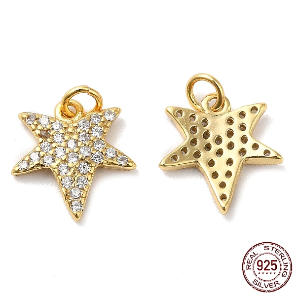

PandaHall 925 Sterling Silver Micro Pave Cubic Zirconia Charms, Maple Leaf Charm, with Jump Ring, Real 18K Gold Plated, 10.5x10x1.5mm, Hole...