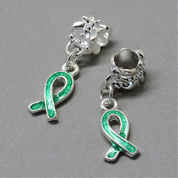 

PandaHall Alloy Enamel European Dangle Charms, Large Hole Pendants, Awareness Ribbon, Silver Color Plated, Spring Green, 26mm, Hole: 5mm...