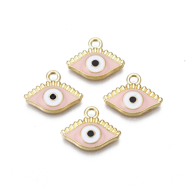 

PandaHall Light Gold Plated Alloy Enamel Pendants, Cadmium Free & Lead Free, Evil Eye, Pink, 12x16x2mm, Hole: 2mm Alloy+Enamel Eye Pink