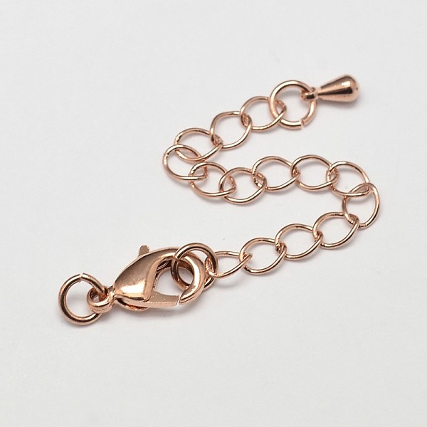 

PandaHall Rack Plating and Vacuum Plating Brass Chain Extender, Soldered, with Lobster Claw Clasps, Cadmium Free & Lead Free, Rose Gold...