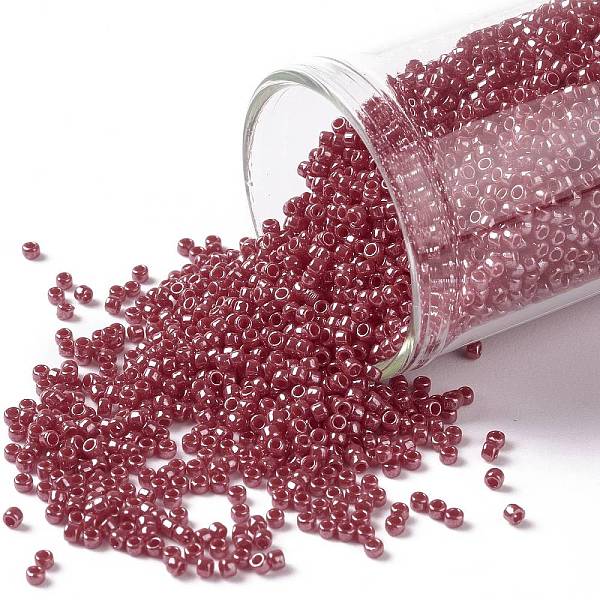 

PandaHall TOHO Round Seed Beads, Japanese Seed Beads, (125) Opaque Luster Cherry, 15/0, 1.5mm, Hole: 0.7mm, about 3000pcs/10g Glass Red