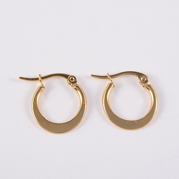 

PandaHall 304 Stainless Steel Hoop Earrings, Flat Ring Shape, Hypoallergenic Earrings, Golden, 16x14x2mm, 12 Gauge, Pin: 1mm 304 Stainless...
