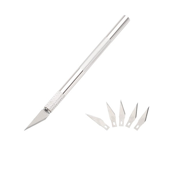 

PandaHall Manganese Steel Craft Knife Kit, with 5 Pcs Blades, for Cutting Carving Scrapbooking Art Creation, Silver, Knifes: 145x8mm, Blade...