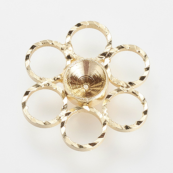 

PandaHall Brass Rhinestone Settings, Real 18K Gold Plated, Flower, Fit for 4.5mm rhinestone, 14x15x2.5mm Brass Flower