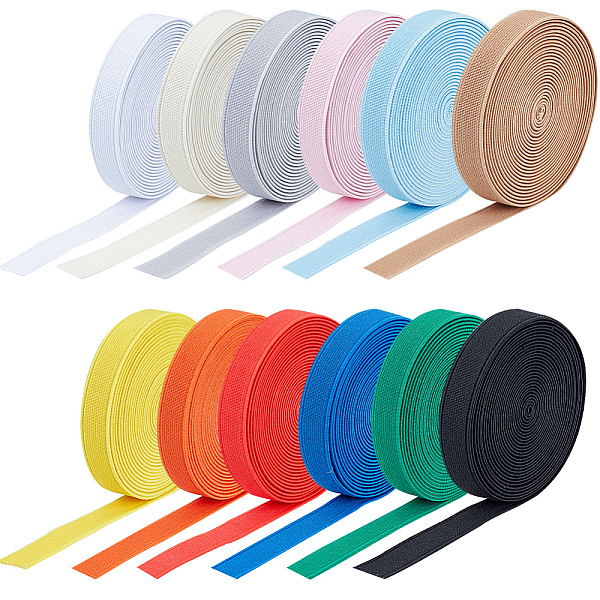 

PandaHall PH 48m/52 Yards Polyester Elastic Cords, 12 Colors 15mm/0.6" Wide Sewing Elastic Band Flat Elastic Band Twill Elastic Strap Heavy..., Multicolor
